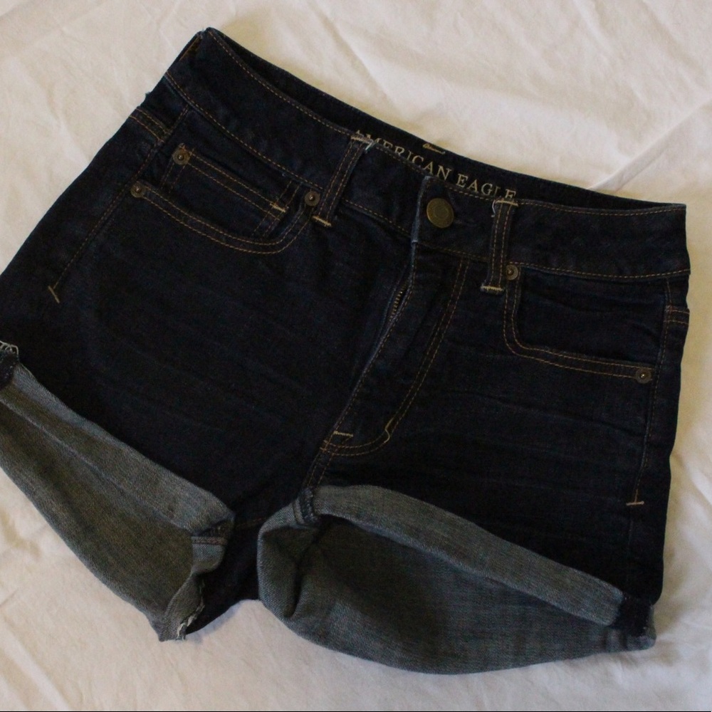 AEO dark wash shorts